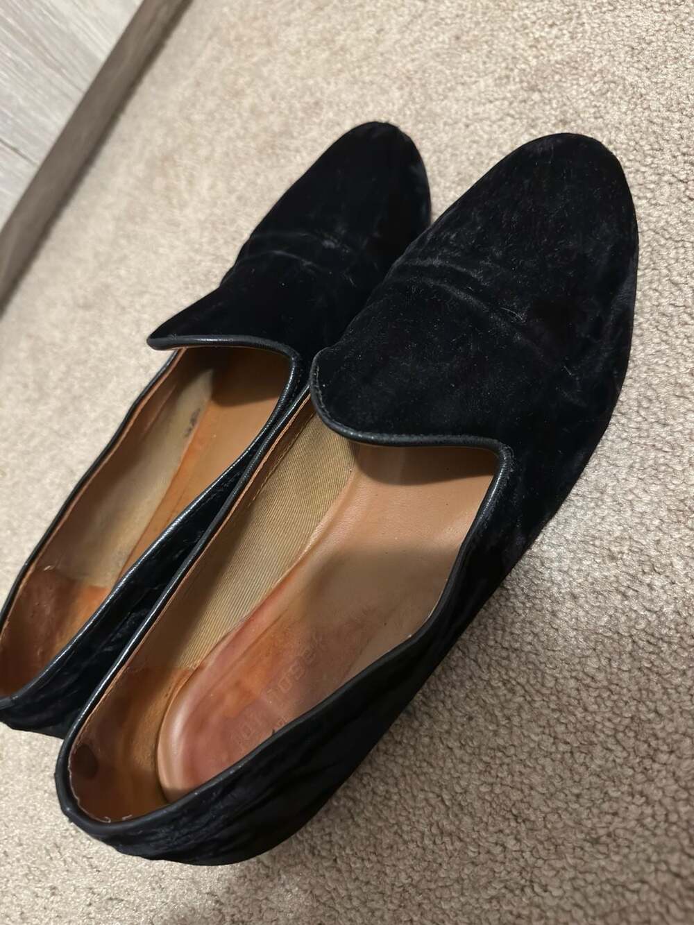 Jon Josef Black Velvet Venetian Loafers Slip-on Flats